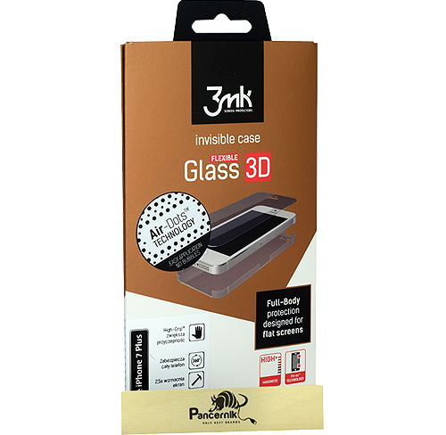 szkło, folia na całość 3mk flexible glass 3D high-grip iphone 7 plus